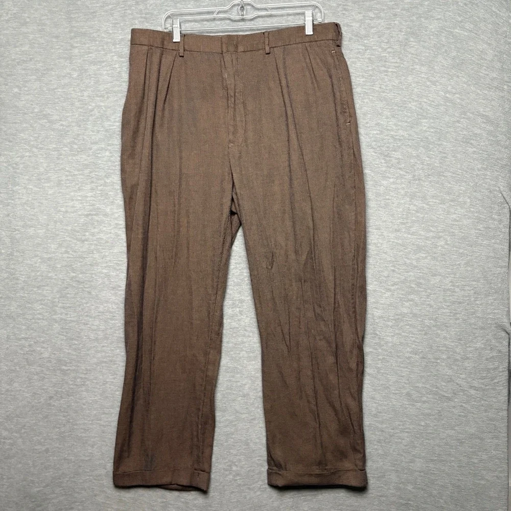 Polo Ralph Lauren Tencel Dress Pants Brown Pleated Casual Trousers Men 36x27